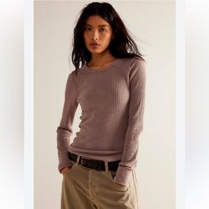 We The Free Roll with it Ribbed Casual Cotton Thermal Long Sleeve Top Sz XS New
